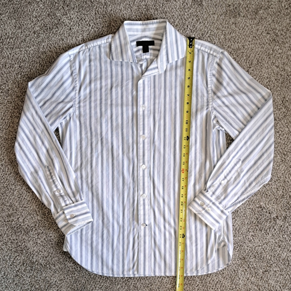 Express Design Studio Men's Blue and White Stripe Dress Shirt Size Medium - Picture 4 of 6